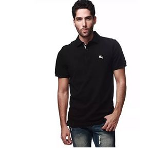 Burberry Eddie Black Cotton Pique Polo Nova Check